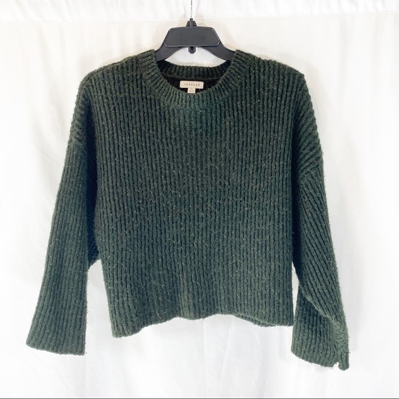 Topshop Sweaters - Topshop dark green ribbed sweater